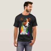 Gay Pride LGBT Rainbow Flag on Jack Russell Terrie T-Shirt (Vorne ganz)