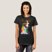 Gay Pride LGBT Rainbow Flag on Jack Russell Terrie T-Shirt (Vorne ganz)