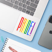 Gay Pride LGBT Rainbow Flag Text LGBTQ Support Aufkleber (Laptop mit iPhone)
