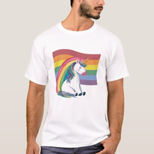 Gay Pride LGBT Rainbow Unicorn T-Shirt (Vorderseite)