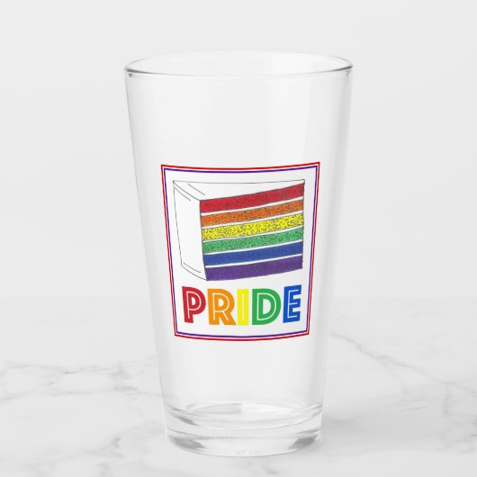 Gay Pride LGBT Rainbow Wedding Layer Cake Slice Glas (Vorderseite)