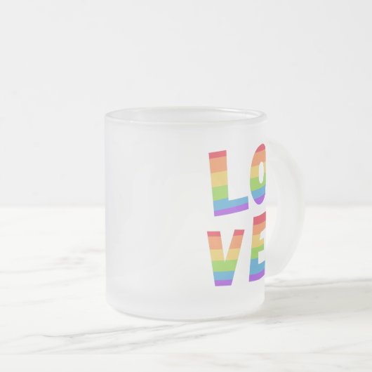 Gay Pride LGBT Regenbogenflagge Liebe Liebe LGBTQ Mattglastasse (VorderseiteRechts)