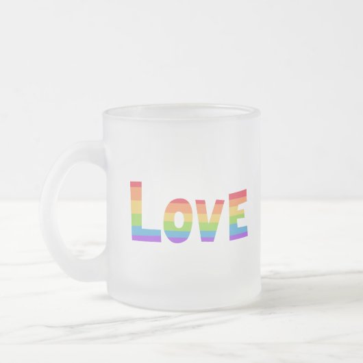 Gay Pride LGBT Regenbogenflagge Liebe Liebe LGBTQ Mattglastasse (Links)
