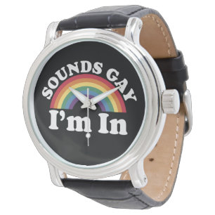 Gay Pride LGBT Regenbogenklänge Gay Ich bin dabei  Armbanduhr