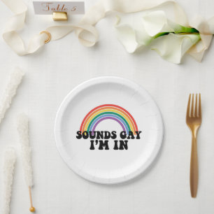 Gay Pride LGBT Regenbogenklänge Gay Ich bin dabei  Pappteller