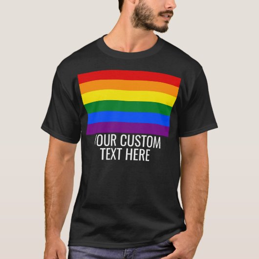 Gay Pride LGBT-Regenbogenstreifen Benutzerdefinier T-Shirt (Vorderseite)