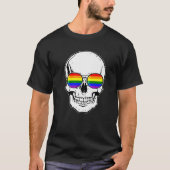 Gay Pride LGBT-Schädel mit Regenbogensonnenbrille T-Shirt (Vorderseite)