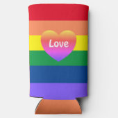 Gay Pride LGBTQ Farbiges Regenbogenherz Selters Dosenkühler (Rückseite)