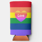 Gay Pride LGBTQ Farbiges Regenbogenherz Selters Dosenkühler (Vorderseite)