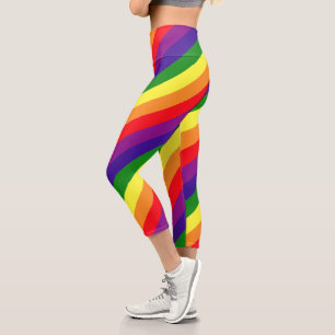 Gay Pride LGBTQ Rainbow Colors Strichen Capri Leggings
