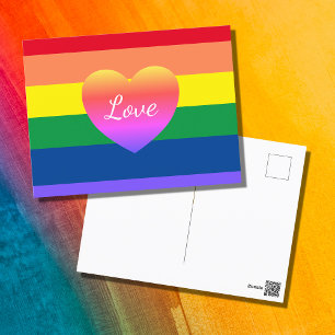 Gay Pride LGBTQ Rainbow Farbiges Herz Postkarte