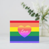 Gay Pride LGBTQ Rainbow Farbiges Herz Postkarte (Stehend Vorderseite)