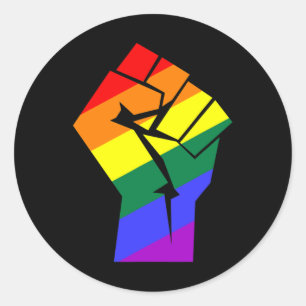 Gay Pride Lgbtq Rainbow Flag Resist Fist Gay Right Runder Aufkleber