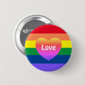 Gay Pride LGBTQ Rainbow Heart Button (Vorne & Hinten)