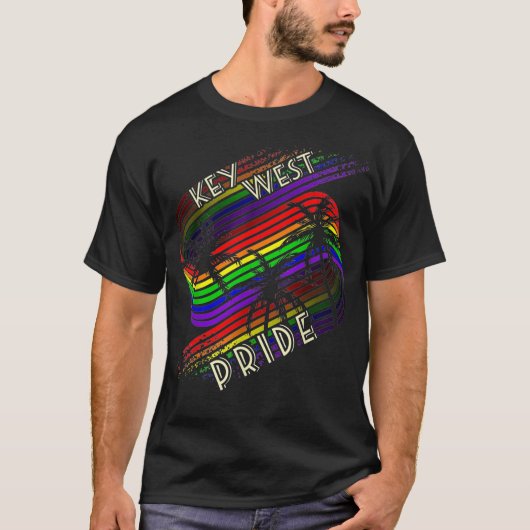 Gay Pride LGBTQ Rainbow Palmen  T-Shirt (Vorderseite)