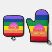 Gay Pride LGBTQ Rainbow Prix farbenfroh Ofenhandschuh & Topflappen-Set (Vorderseite)