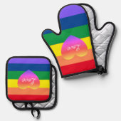 Gay Pride LGBTQ Rainbow Prix farbenfroh Ofenhandschuh & Topflappen-Set (Vorderseite/Rückseite)