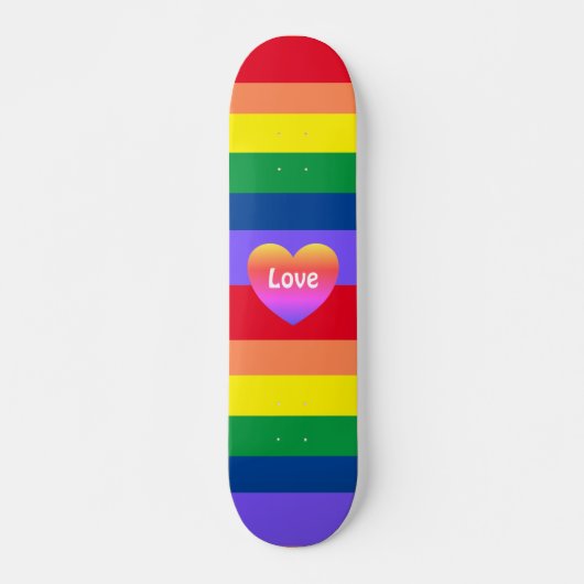 Gay Pride LGBTQ Regenbogenflagge Farbiges Herz Skateboard (Vorne)
