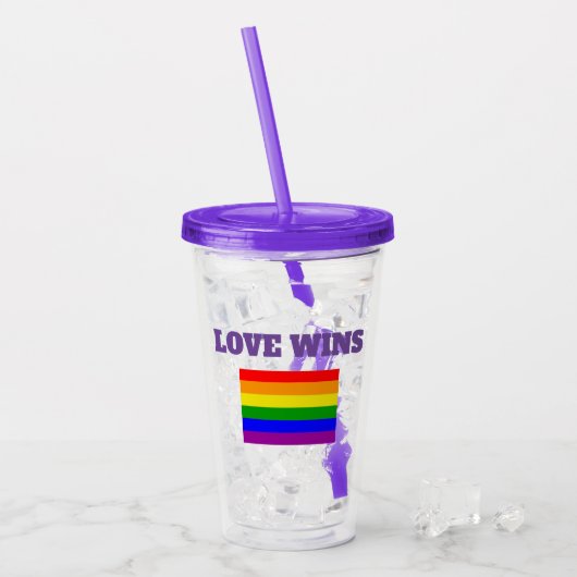 Gay Pride Liebe gewinnt Acryltrinkbecher (Vorderseite Ice)