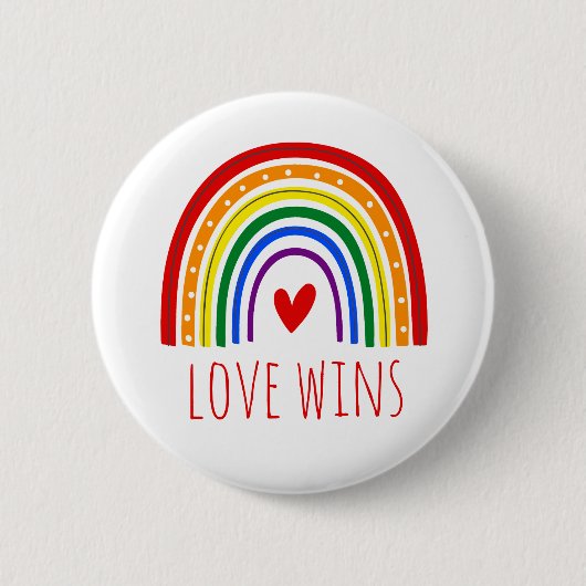 Gay Pride Liebe gewinnt LGBT Rainbow Button (Vorderseite)
