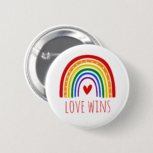 Gay Pride Liebe gewinnt LGBT Rainbow Button (Vorne & Hinten)