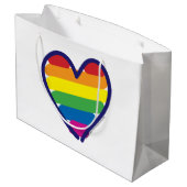 Gay Pride Liebe Herz Große Geschenktüte (Rückseite Schrägansicht)