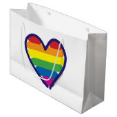 Gay Pride Liebe Herz Große Geschenktüte (Vorderseite Schrägansicht)