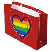Gay Pride Liebe Herz Große Geschenktüte (Rückseite Schrägansicht)