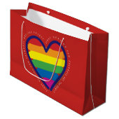 Gay Pride Liebe Herz Große Geschenktüte (Vorderseite Schrägansicht)