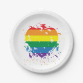 Gay Pride Liebe Herz Pappteller (Vorderseite)