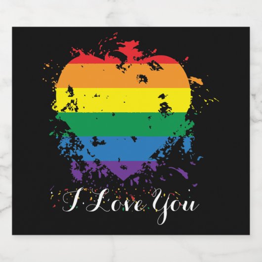 Gay Pride Liebe Herz Schaumweinetikett (Einzelnes Label)