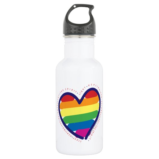 Gay Pride-Liebe-Herz Trinkflasche (Vorderseite)