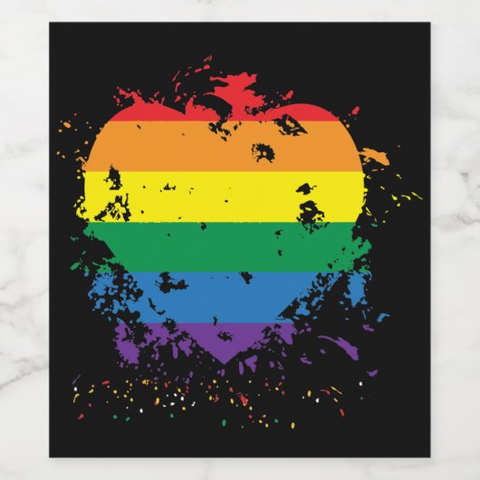 Gay Pride Liebe Herz Weinetikett (Einzelnes Label)