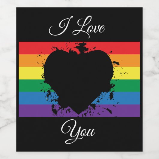 Gay Pride Liebe Herz Weinetikett (Einzelnes Label)