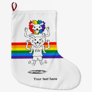 Gay Pride Lion Funny Cartoon Großer Weihnachtsstrumpf