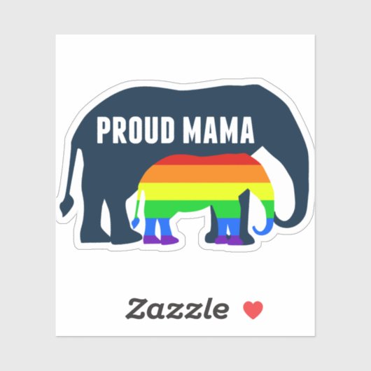 Gay Pride Mama Proud LGBT Mama Elephant Aufkleber (Blatt)