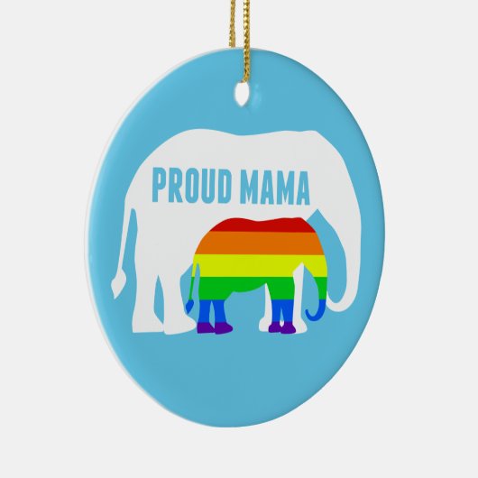 Gay Pride Mama Proud Mama Elephant Rainbow LGBTQ Keramik Ornament (Rechts)