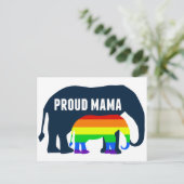 Gay Pride Mama Proud Mama Elephant Rainbow LGBTQ Postkarte (Stehend Vorderseite)