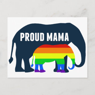 Gay Pride Mama Proud Mama Elephant Rainbow LGBTQ Postkarte