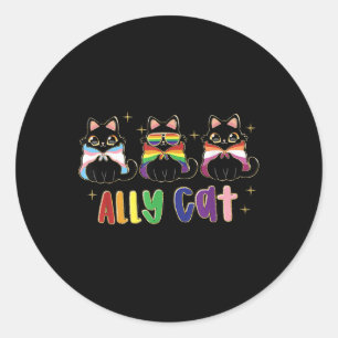 Gay Pride mit Ally Cat Rainbow Lgbt Pride Monat 2 Runder Aufkleber