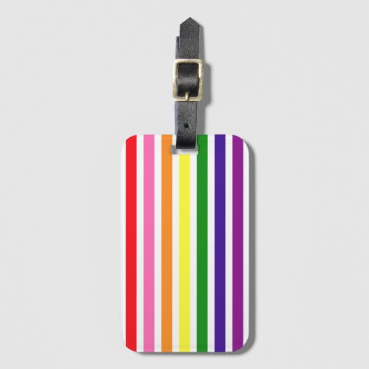 Gay Pride mit farbigen Regenbogenstreifen Gepäckanhänger (Vorderseite Vertikal)