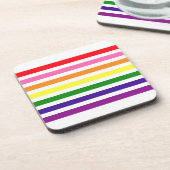 Gay Pride mit farbigen Regenbogenstreifen Getränkeuntersetzer (Linke Seite)