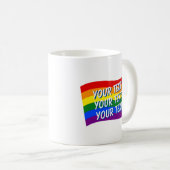Gay Pride mit Rainbow Flag bis zu 3 Zeilen Kaffeetasse (VorderseiteRechts)
