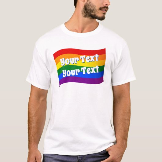 Gay Pride mit Rainbow Flag bis zu 3 Zeilen T-Shirt (Vorderseite)