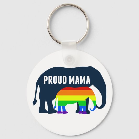 Gay Pride Mom Proud Mama Elephant Rainbow LGBTQ Schlüsselanhänger (Vorderseite)