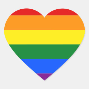 Gay Pride Monat LGBT Regenbogenstreifen farbig Herz-Aufkleber