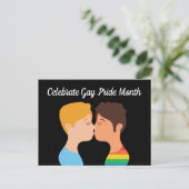 Gay Pride Monat Zwei Typ Kiss Que Zeichnend Postkarte (Stehend Vorderseite)