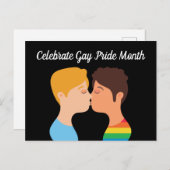 Gay Pride Monat Zwei Typ Kiss Que Zeichnend Postkarte (Vorne/Hinten)