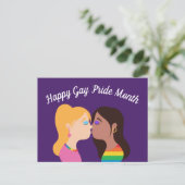 Gay Pride Month Lesbian Girls Romantischer Kuss Postkarte (Stehend Vorderseite)