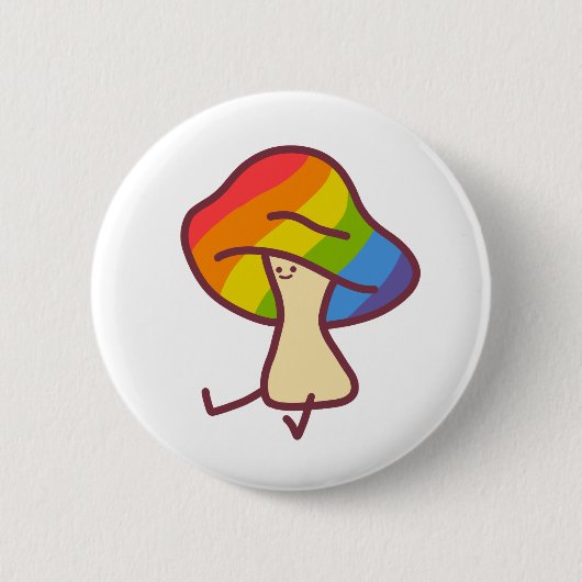 Gay Pride Mushroom Pin Button (Vorderseite)